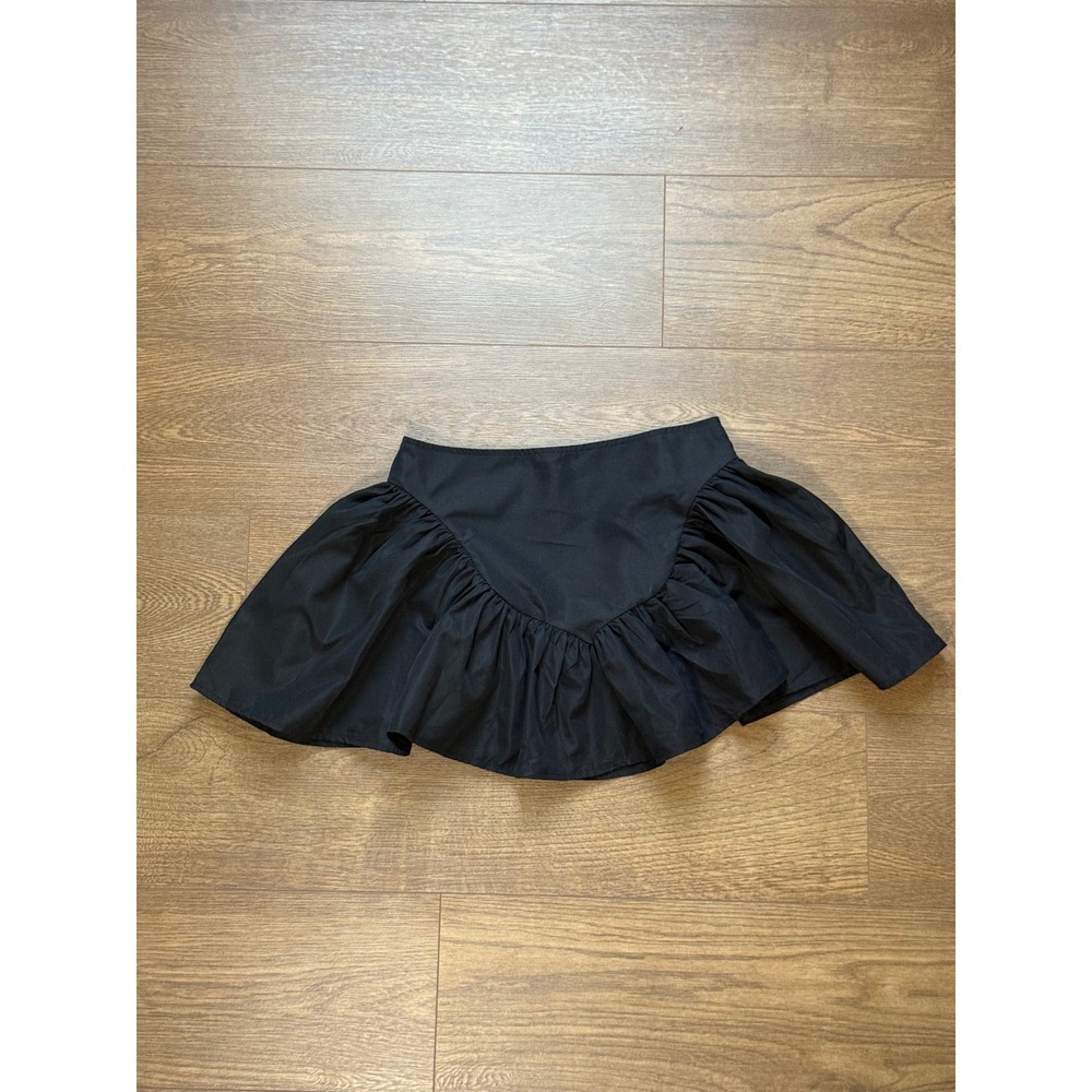 PrettyLittleThing Black Drop Waist Gathered Mini Skirt Size 4